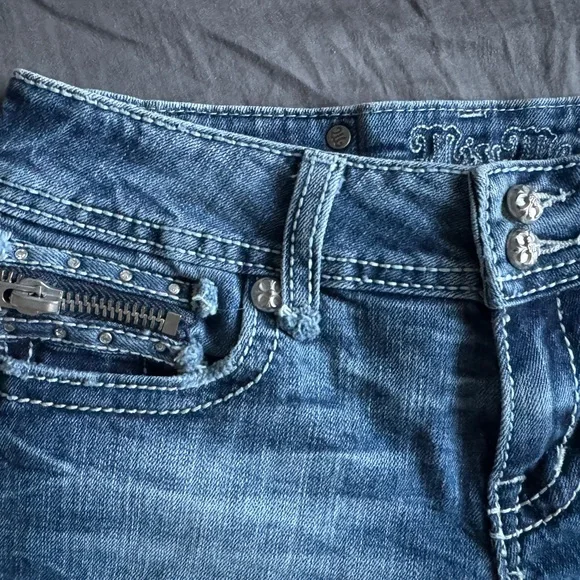 Miss Me Short Shorts with Embellishments & Zippers - Picture 2 of 4